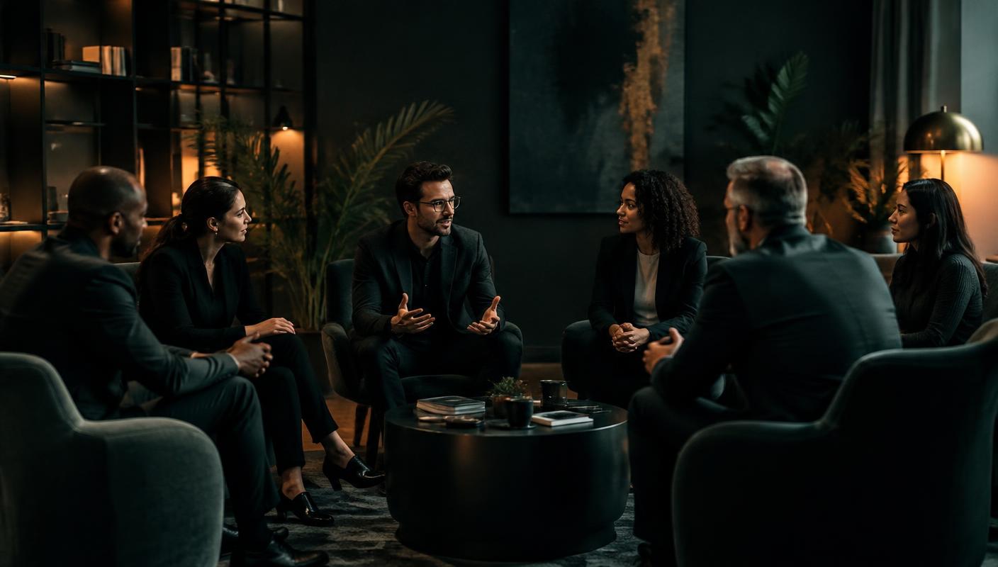 Grupo de profesionales conversando